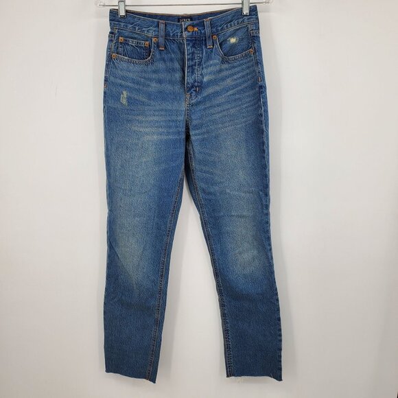 J. Crew Premium Edition High Rise Straight Button Fly Denim Jeans 25 - Picture 1 of 12